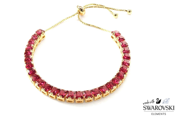  Tennis Slider Bracelet made with Pink Swarovski Elements- Simply Gorgeous !  