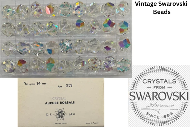 36 pcs Vintage Swarovski Crystal Aurore Boreale Beads 14 mm - Art 371