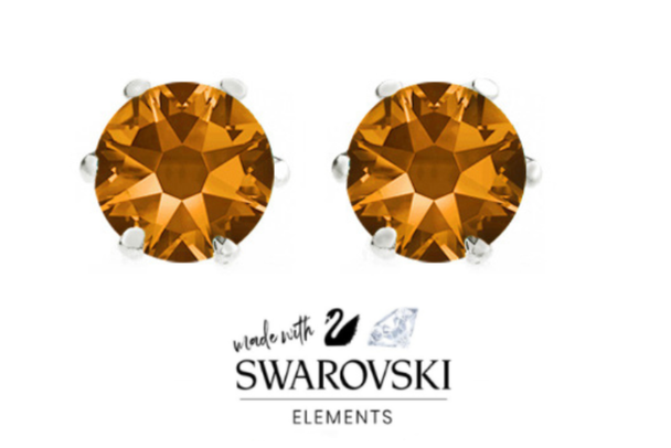 8mm Topaz Stud Earrings Made with Swarovski Elements - 4 Carat Tw