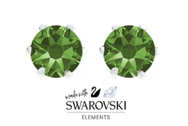  8mm Peridot Stud Earrings Made with Swarovski Elements - 4 Carat Tw
