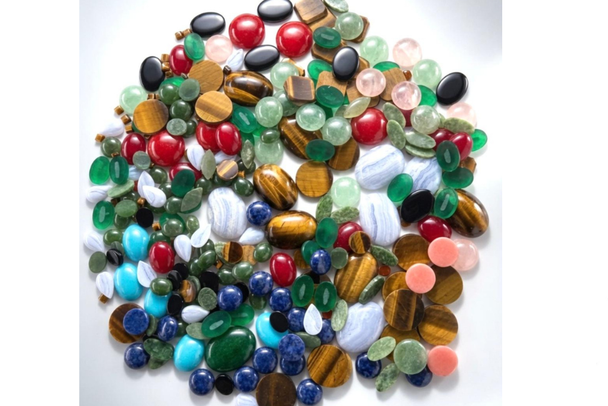 100 pcs Genuine Stone Cabochon & Flat Top New Old Stock Lot 