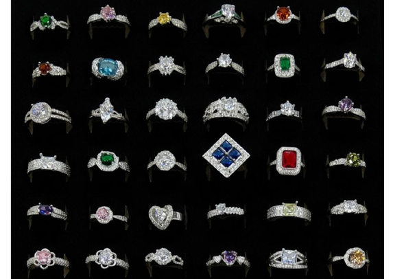 36 pcs  Women's CZ Rings- Sterling Silver Overlay
