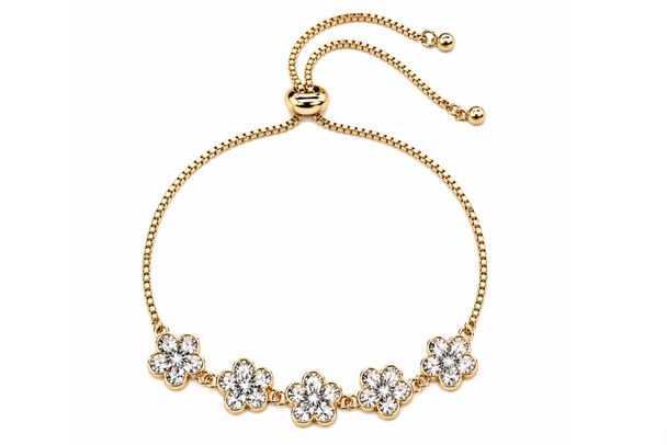 Flower Slider Bracelet made with Swarovski Elements - Gold Overlay 
