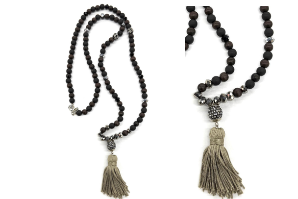 Express Long Beaded & Tassel Necklace 