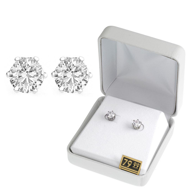 50 pair Cubic Zirconia Earrings in Beautiful Gift Box- 2 Carat T.W. Choice  of Gold or Silver 