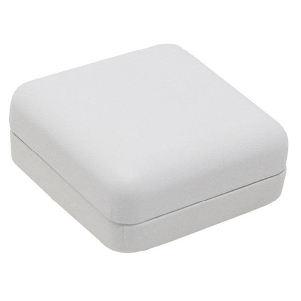 White Leatherette Pendant Box   3 1/4 X 2 3/4 X 1 
