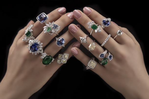  Women's Extra Fancy CZ Cocktail Rings  Over 100 Different styles !!