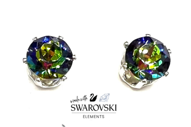 8mm  Vitrail Light Stud Earrings Made with Swarovski Elements - 4 Carat Tw