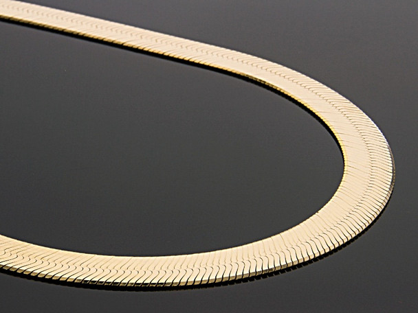 14KT GOLD PLATED SUPERFELX HERRINGBONE  CHAIN - 24 INCHES LONG- 7 mm wide - Made in USA