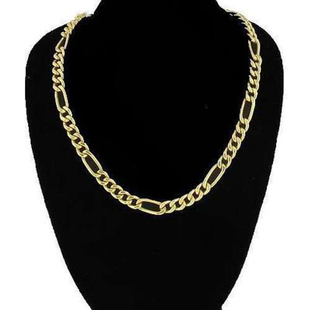 14KT GOLD PLATED FIGARO CHAIN - 18 INCHES LONG- 5 mm wide - Made in USA