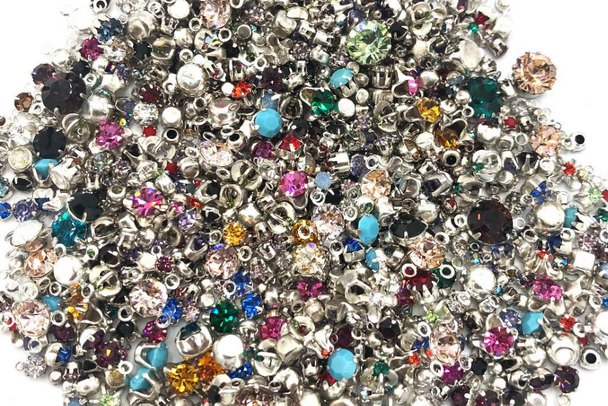  1,000 pieces Vintage Swarovski Stone Lot mixed 2mm- 6 mm Mixed Colors Shapes