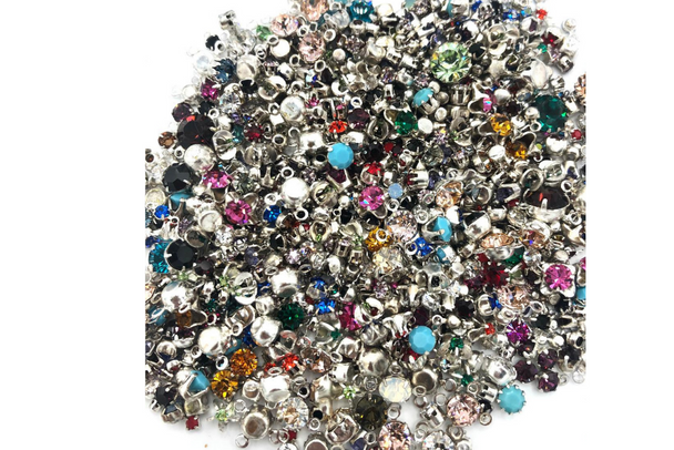  1,000 pieces Vintage Swarovski Stone Lot mixed 2mm- 6 mm Mixed Colors Shapes