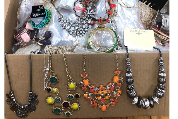 40 lbs Sample Box Of Jewelry - All Brand New- Necklaces , Bracelets & Earrings
