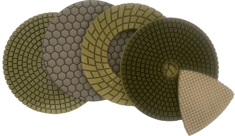 Collection of Worx+ Edge Pads for concrete polishing applications.