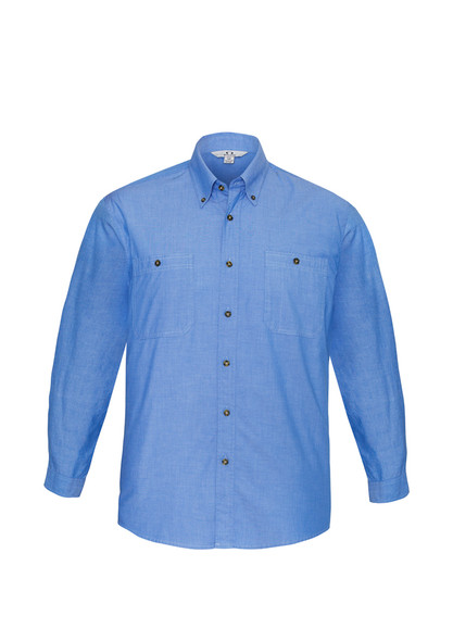 Biz Collection Mens Wrinkle Free Chambray Long Sleeve Shirt  SH112