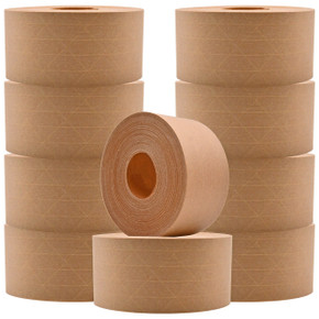 WOD Fiberglass Reinforced Water Activated Gummed Kraft Paper Tape, 2.8 inches x 450 ft.- 20 lbs, WTP