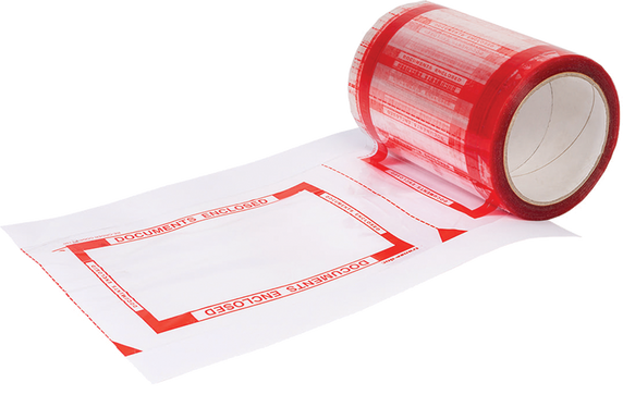 Self-Adhesive Pouch Tape "DOCUMENTS ENCLOSED" - 5"x6" for Invoices or Packing Lists