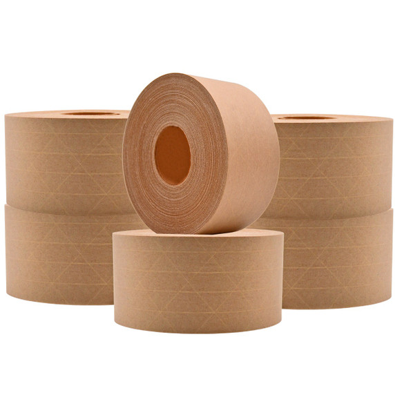 WOD Fiberglass Reinforced Water Activated Gummed Kraft Paper Tape, 2.75 inches x 375 ft.- 15 lbs, WTE