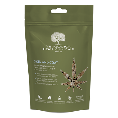 Vetalogica Hemp Clinicals Skin and Coat Cat Treats (100g)