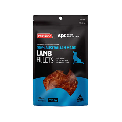 Prime100 SPT Lamb Fillets Dog Treats - 100g