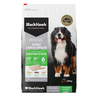 Black Hawk Original Adult Large Breed Chicken & Rice Dry Dog Food (20kg bag)