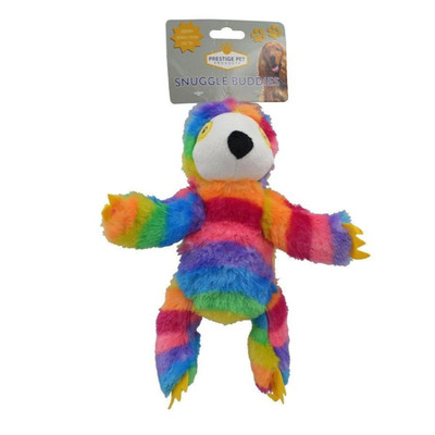 Snuggle Buddies Sloth Plush Squeaker Dog  Toy Rainbow (Small)
