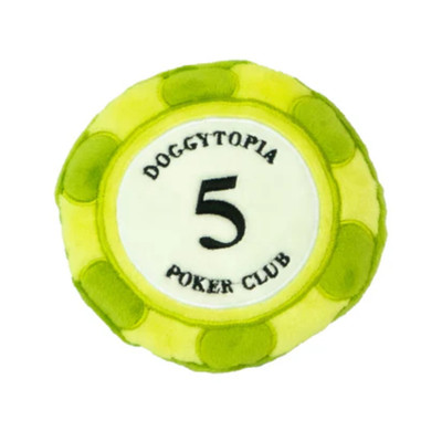 DoggyTopia Poker Club Green Poker Chips Plush Dog Toy