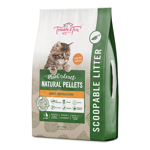 Trouble & Trix Natural Tofu Cat Litter Pellets (10 Litre) Pet Chemist