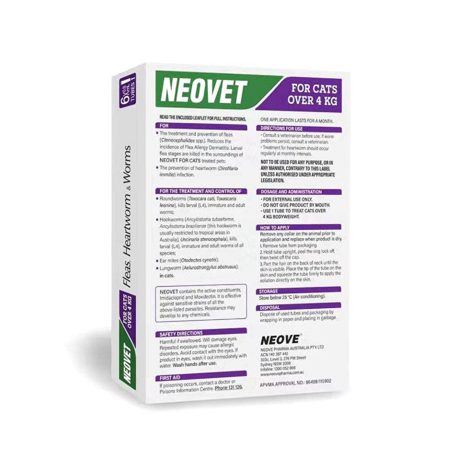 Neovet Flea And Worming for Cats - Over 4kg - Pet Chemist Online