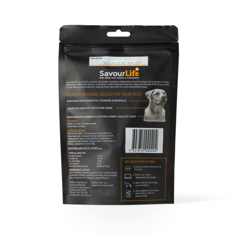 SavourLife Australian Duck Strips Dog Treats (150g)