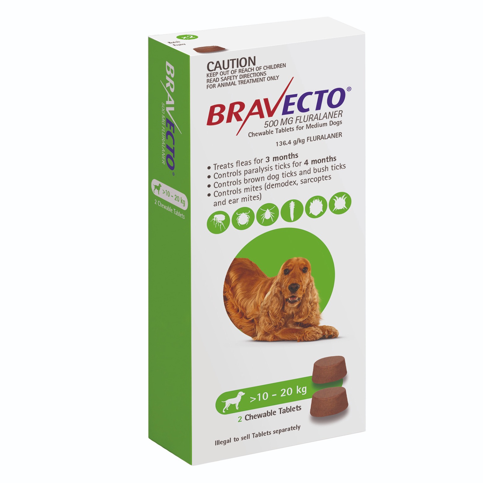 Bravecto 3 Month Chews Green 1020kg Medium Dog