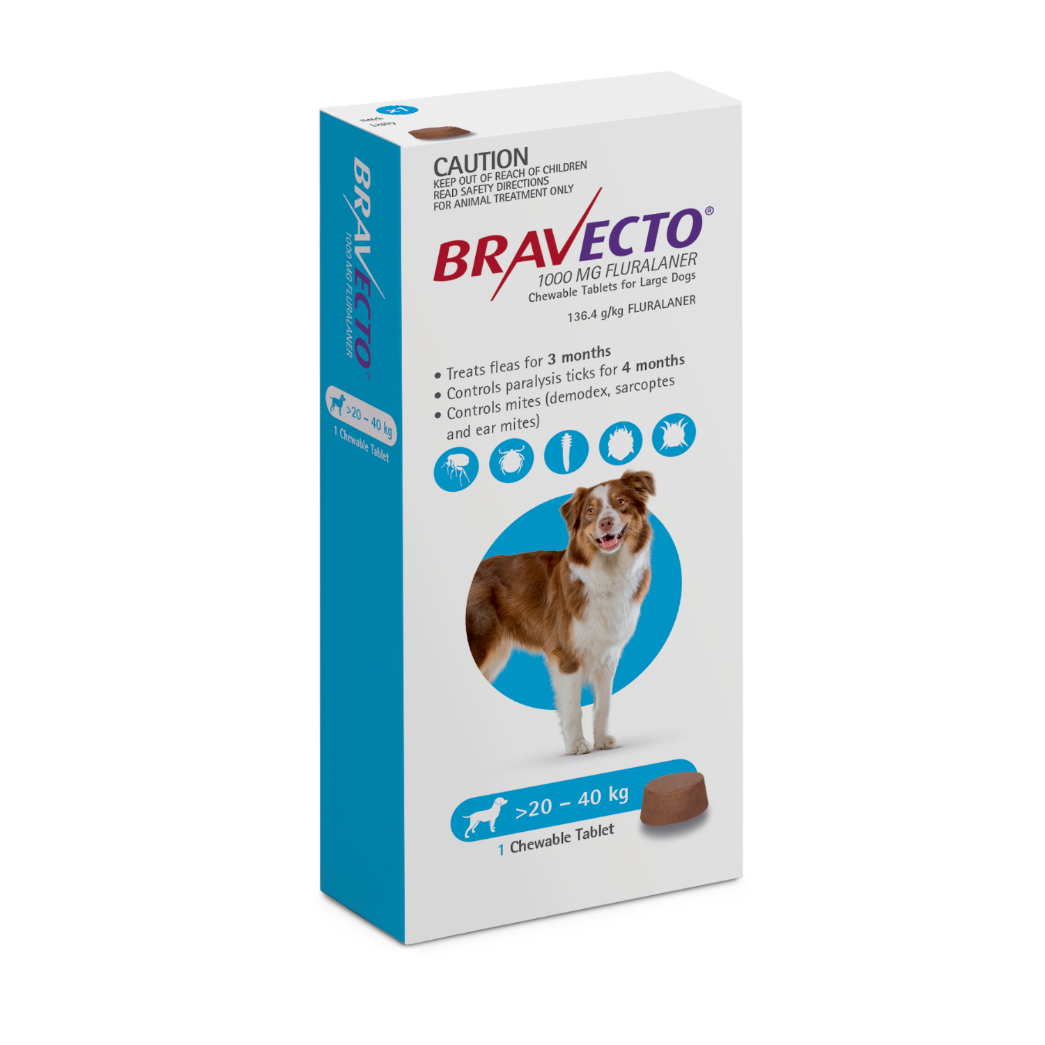 Bravecto Flea/Tick Chewable for Dogs (1 chew = 3 months protection