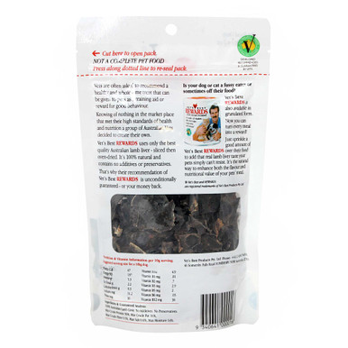 Vet's Best Rewards Lamb Liver Treats - Back of Pack