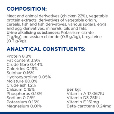 Hill's Prescription Diet c/d Multicare Urinary Care Chicken Wet Cat Food - Analytical Constituents