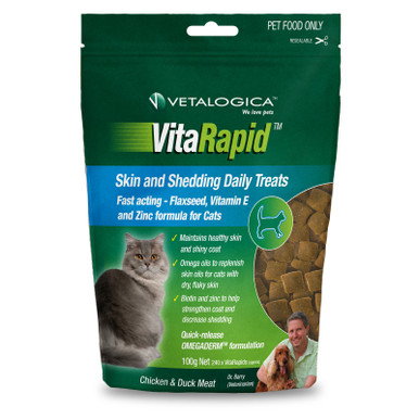 Vetalogica Vitarapid Skin & Shedding Daily Treats for Cats (100g)