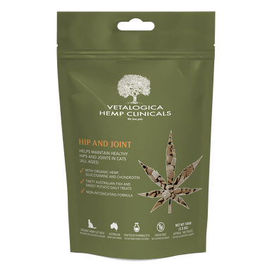 Vetalogica Hemp Clinicals Hip and Joint Cat Treats (100g)