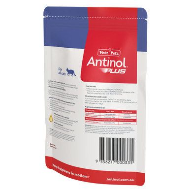 Antinol Plus For Cats (60 gel capsules) - New Packaging - Back