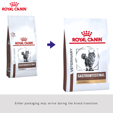 Royal Canin Veterinary Diet Feline Gastrointestinal Hairball Dry Cat Food (New packaging) Transition required.