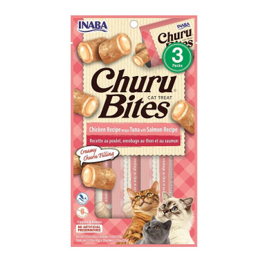 Churu Bites Cat Treats Chicken Recipe Wraps - Tuna With Salmon Filling (3 x 10g packs)