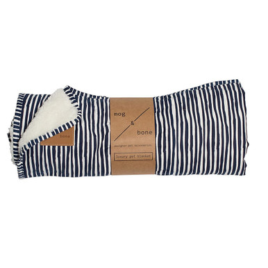 Mog & Bone Fleece Pet Blanket - Blue Stripe Print