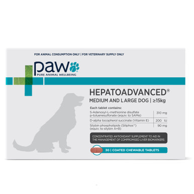 PAW Hepatoadvanced Medium & Large Dog >15kg (30 tablets)