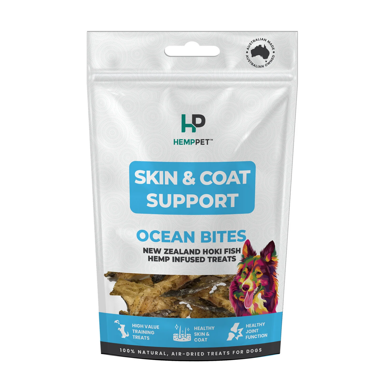 HempPet Skin & Coat Support Ocean Bites New Zealand Hoki Fish Hemp Infused Treats For Dogs (70g pack)