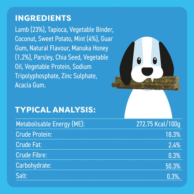Bell & Bone Dental Sticks For Dogs - Lamb, Mint & Manuka Honey