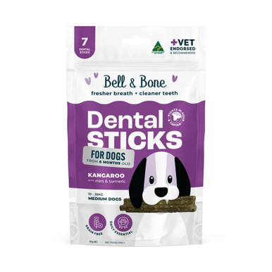 Bell & Bone Dental Sticks For Dogs - Kangaroo, Mint & Turmeric