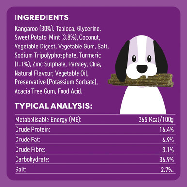 Bell & Bone Dental Sticks For Dogs - Kangaroo, Mint & Turmeric