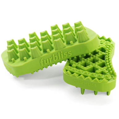 Furbliss Green Brush For Grooming or De-shedding Small Pets with Long