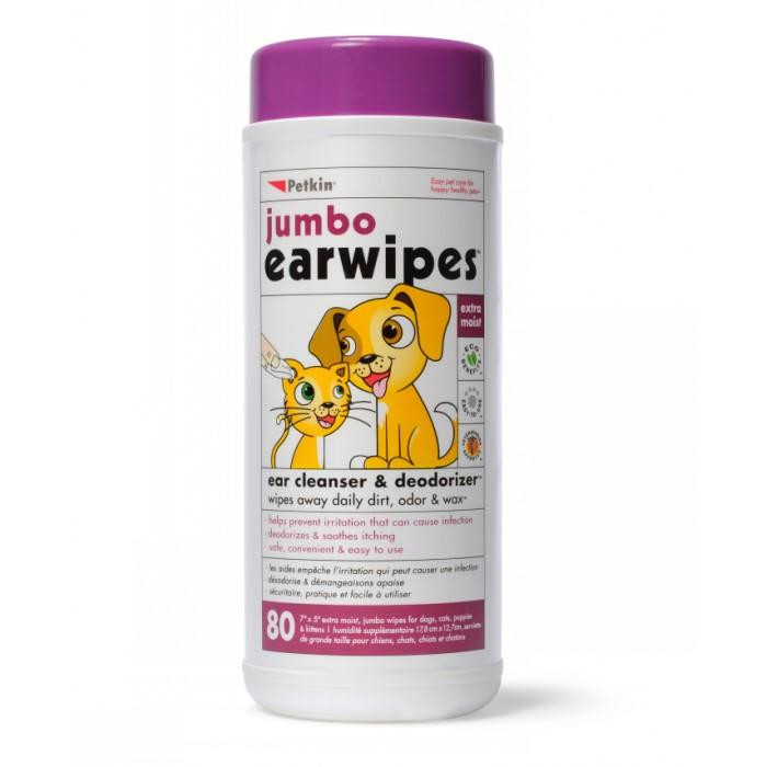 Petkin Jumbo Ear Wipes Cleanser & Deodorizer For Dogs & Cats