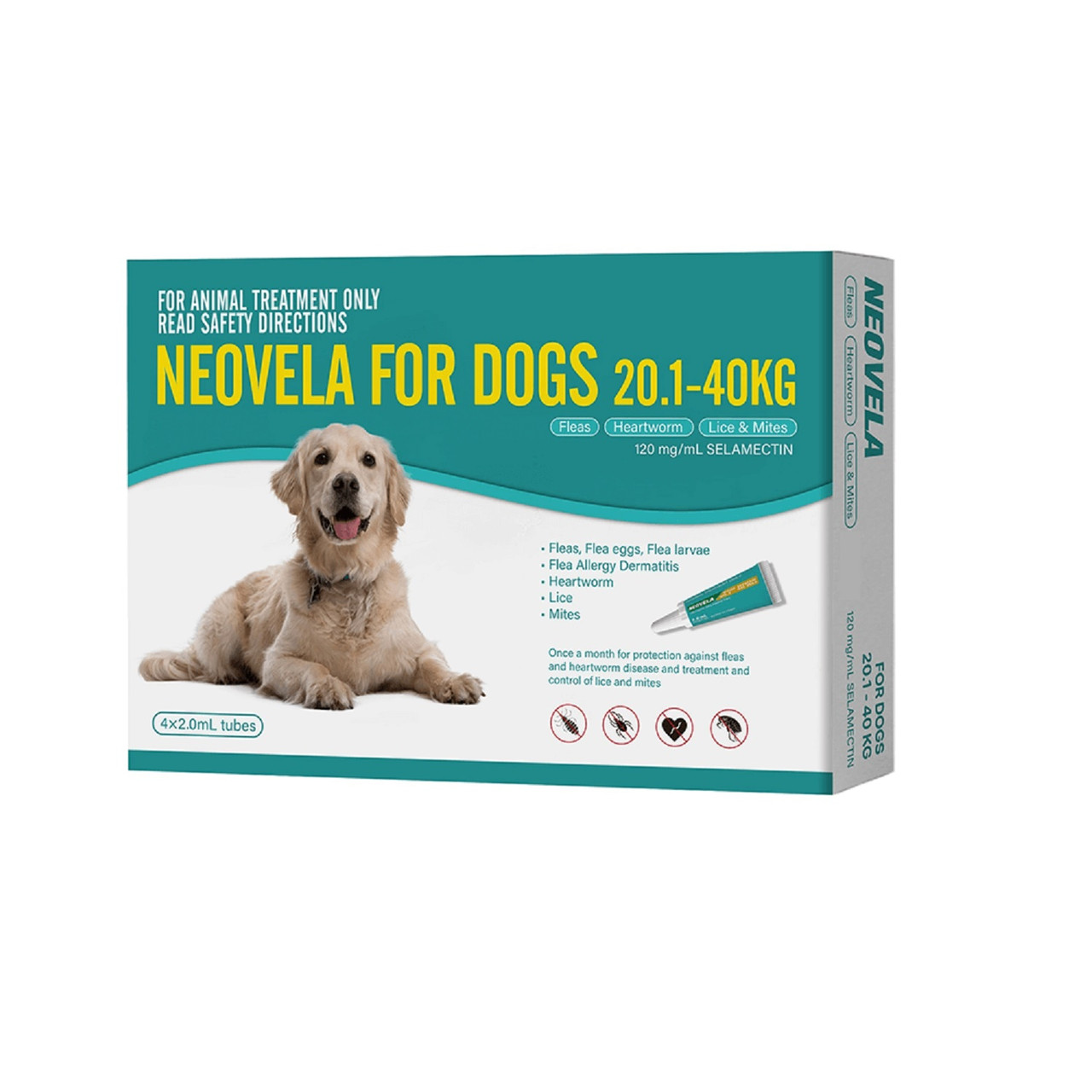 Neovela Flea And Worming for X-Large Dogs (Selamectin) - 20.1kg to 40kg (4 Pack) - Front Packaging