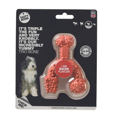 Tasty Bone Nylon Trio Bacon Chew Toy for Dogs - Small