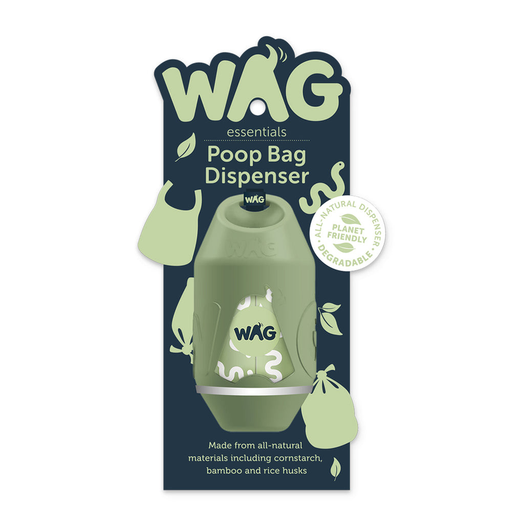 WAG not only look after what goes in to your doggo, they now look after what comes out too! 
Our doggos have only got one planet to play on, and we gotta make it last. 
Keep a stash of Compostable Poop Bags in this eco-friendly Poop Bag dispenser! It is made from bamboo and is as lightweight as your dog feels after doing the biz! It also comes with one roll already inside and ready to go! 